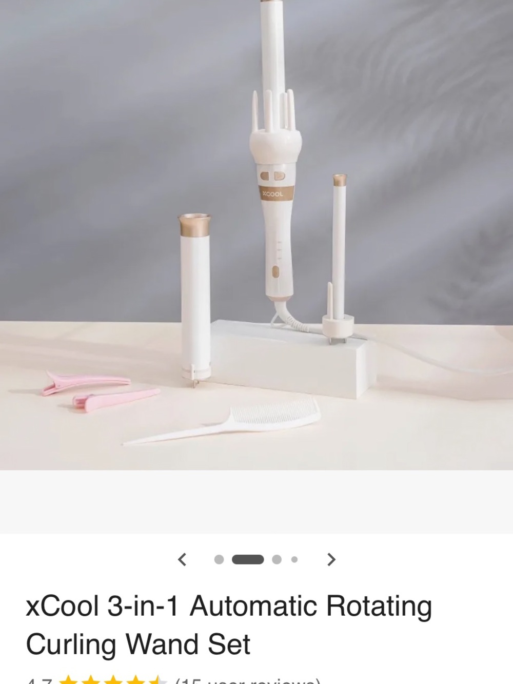 3-in-1 Automatic Rotating Curling Wand Set - White & Gold (New) Never Used